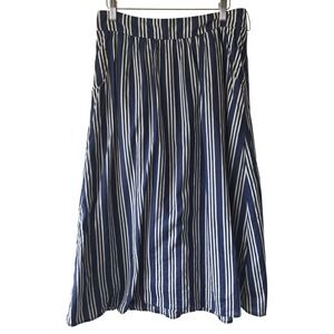 Boden Women 8R Striped Cotton Midi Skirt Pockets Picnic Coastal Sustainable Eco
